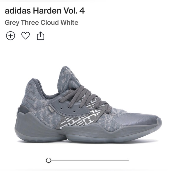adidas Harden Vol. 4 Grey Three Cloud White basketball shoes size 7.5 - Picture 1 of 8